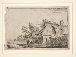Landsby med en vandmølle, fra et sæt af 12 landskabsraderinger af Anthonie Waterloo