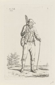 Bonde fra Ardennerne med hakke Landmænd og kvindelige landmænd fra Det Forenede Kongerige Holland (serietitel) af Anthonie Willem Hendrik Nolthenius de Man