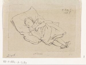 Sovende barn på en pude af Anthonie Willem Hendrik Nolthenius de Man