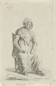 Siddende bondekone fra Vallonien Vallonsk bondekone (titel på objektet) Landmænd og kvindelige landmænd fra Det Forenede Kongerige Holland (serietitel)
