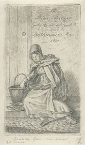 Siddende kvinde med kurv og tallerken Gentsche rejekvinde (titel på objekt) 12 studiefigurer (serietitel) af Anthonie Willem Hendrik Nolthenius de Man