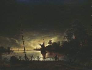 Månebelyst landskab