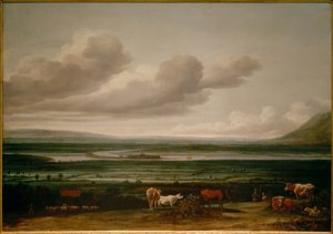 Landskabet ved Niederrhein i nærheden af Kleve med Schenkenschanz-fæstningen, Hoch- og Niederelten