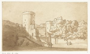 Mur af en fæstning med tårne Castel Gandolfo af Anthonie van den Bos