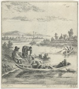 Fiskere ved en flod af Anthonij van der Haer
