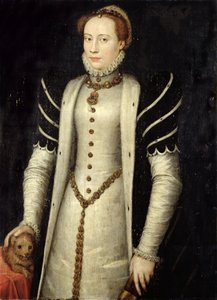 Portræt af en adelskvinde med en hvalp, 1555 (olie på egetræspanel)