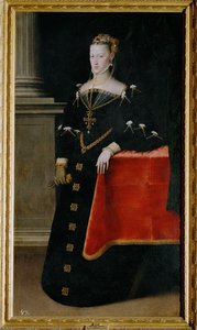 Kejserinde Maria af Østrig, datter af kejser Karl V, gift med sin fætter Maximilian II (maleri på lærred)