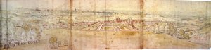 Greenwich Palace og London fra Greenwich Hill, ca. 1544 (pen, blæk, kridt og wc på papir)