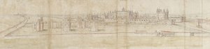 Hampton Court Palace fra nord (pen og brunt blæk og akvarel over svage angivelser med sort kridt) af Anthonis van den Wyngaerde