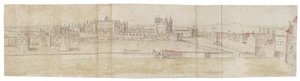 Hampton Court Palace fra nord (pen og brunt blæk og akvarel over svage angivelser med sort kridt) af Anthonis van den Wyngaerde