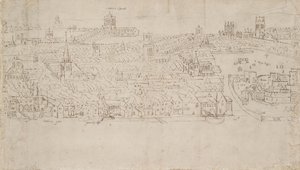 Panorama over London set fra Southwark: Billingsgate til Tower Wharf, 1554