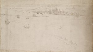 Panorama over London set fra Southwark: Greenwich, 1554 af Anthonis van den Wyngaerde