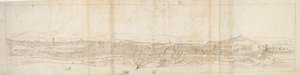 Panoramaudsigt over Rom fra Monte Mario, Castel S. Angelo i forgrunden, c1550