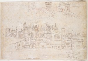 Studier af Palace of Oatlands og Hampton Court, ca. 1544 (pen og blæk på papir) af Anthonis van den Wyngaerde