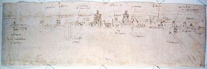 Studie af Valencia (pen og blæk på papir) af Anthonis van den Wyngaerde