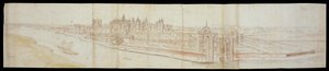 Udsigt over Hampton Court Palace fra syd, med floden i forgrunden, 1558 (pen og brunt blæk og akvareller over sort kridt) af Anthonis van den Wyngaerde
