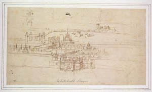 Whitehall-trappen, ca.1544 (pen og blæk på papir) af Anthonis van den Wyngaerde