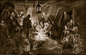 Nelsons død, 1805, illustration fra "Hutchinson
