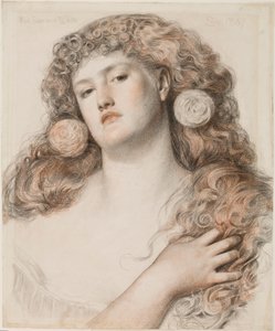 Rød rose og hvid, 1867 (kridt på papir) af Anthony Frederick Augustus Sandys