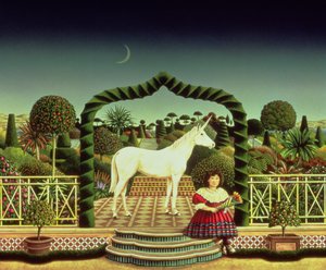 Girl with a Unicorn, 1980 (akryl om bord)
