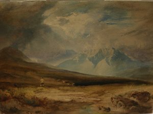 A Moorland, ukendt dato (akvarel på papir) af Anthony Vandyke Copley Fielding
