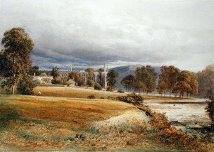 Bolton Abbey fra River Wharfe, South View, ca. 1825 (akvarel på papir) af Anthony Vandyke Copley Fielding