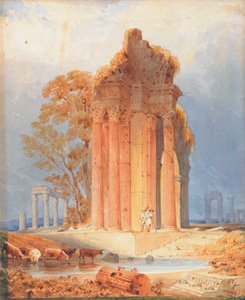 Kvægvanding efter korintiske søjler af Anthony Vandyke Copley Fielding