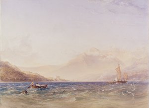 The Head of Loch Fyne, med Dindarra Castle, 1850 (wc, kropsfarve over grafit på papir)