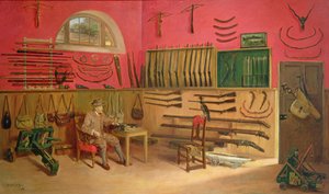 Sir Ralph Payne Gallwey i hans geværrum i Thirkleby Hall, Yorkshire, 1914 af Anthony de Bru