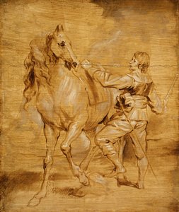 En mand, der sætter op på en hest, ca. 1630. af Anthony van Dyck