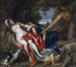 Diana og hendes nymfe overrasket af satyr af Anthony van Dyck