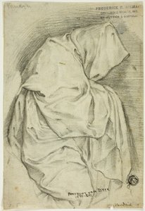Draperet med hætteklædt figur (recto); To skitser af svaner i vand (verso) af Anthony van Dyck