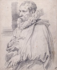 Pieter Brueghel den yngre (sort kridt på hvidt papir) af Anthony van Dyck