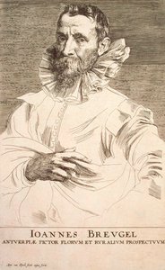 Portræt af kunstneren Jan Brueghel den Yngre 1601-1678, første tredjedel af 1600-tallet af Anthony van Dyck