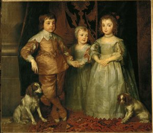 Portrætter af de tre ældste børn af Charles I, konge af England: Charles, James og Mary (maleri på lærred) af Anthony van Dyck