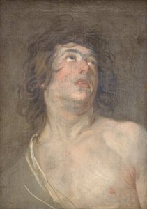 Studieleder af en ung mand, der kigger opad. Sankt Sebastian af Anthony van Dyck