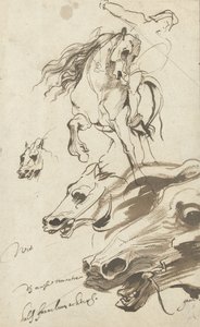 Studie af rytter og hoved af en hest, 1620-1 (pen og wc på papir) af Anthony van Dyck