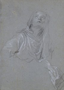 Studie af en madonna, der kigger opad af Anthony van Dyck