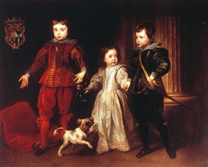 Tre børn med hund, af Anthony van Dyck (1599-1641) af Anthony van Dyck