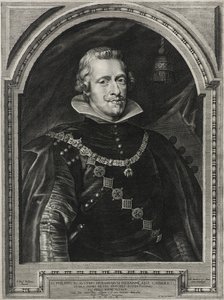 Filip IV, konge af Spanien, graveret af Paulus Pontius (1603-58), 1632 (gravering på lagt papir)