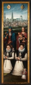 Detalje af portræt af Juan Pardo II og hans hustruer Anna Ingenieulandt og Maria Anchemant af Anthuenis (1536 1613) Claeissins or Claeissens