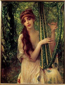 Musik (Portræt af Agathe Calmel). Maleri af Ernest Hebert (1817-1908)