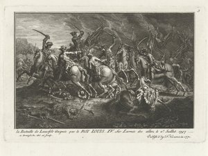 Udsigt over slaget ved Lauffeldt (Lafeld, nær Maastricht) den 2. juli 1747 under krigen om østrigsk succession af Antoine Benoist