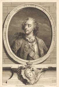 Ludvig XV, konge af Frankrig af Antoine Benoist after Jakob Christoffel Le Blon after Nicholas Blakey