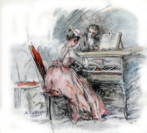 Werther beundrer Charlotte, der spiller cembalo af Antoine Calbet