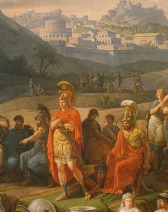 Begravelsesspil til ære for Patrocles, detalje af græske helte, c.1790 olie på lærred se også 346198