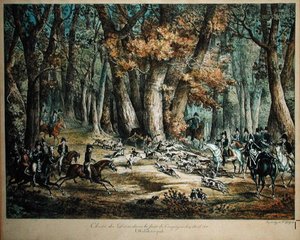 Jagt på hjorte i skoven ved Compiegne, 27. april 1818 af Antoine Charles Horace Vernet