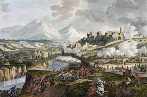 Slaget ved Roveredo, 18. Fructidor, år 4 (september 1796) indgraveret af Jean Duplessi-Bertaux (1747-1819) (akvatint)