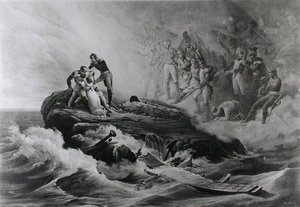 Afskeden med familien Bertrand, Sankt Helena, c.1821-36 af Antoine Charles Horace Vernet