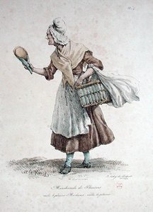 Konditorsælgeren, nummer 4 fra serien The Cries of Paris, graveret af Francois Seraphin Delpech (1778-1825) af Antoine Charles Horace Vernet